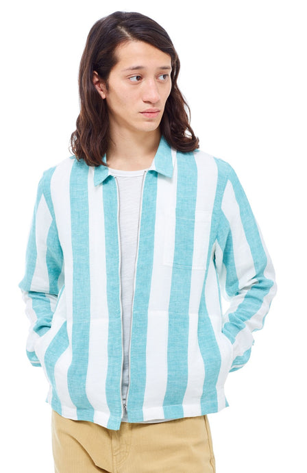 Bowie Zip Shirt (green / ecru)